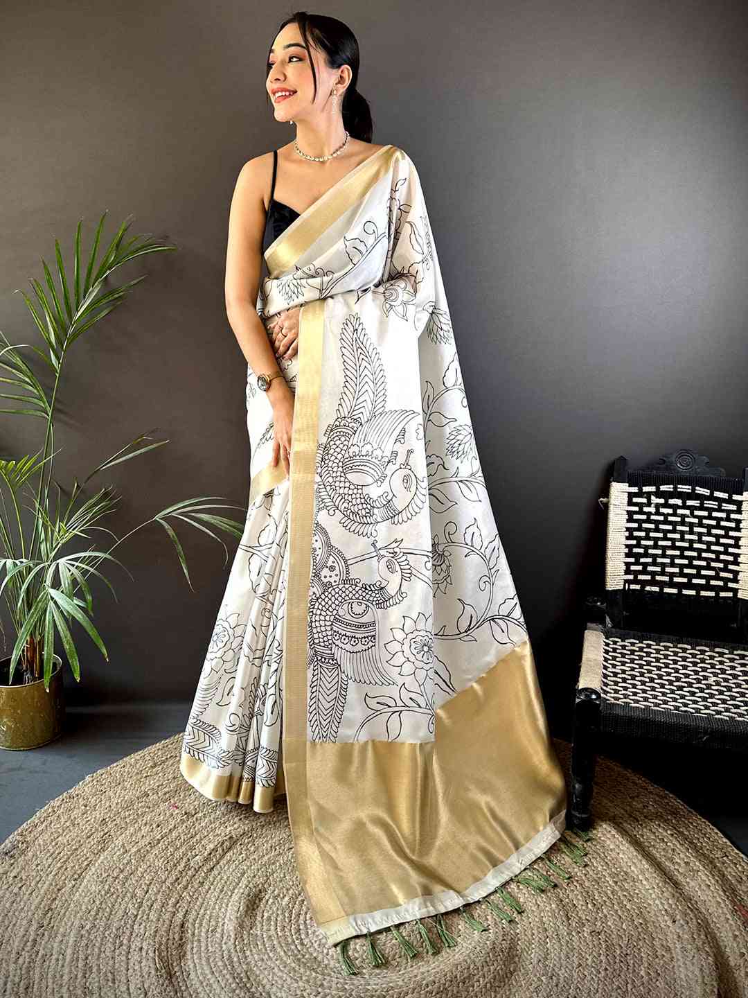 Exclusive Pen Kalamkari Soft Tissue Silk Saree