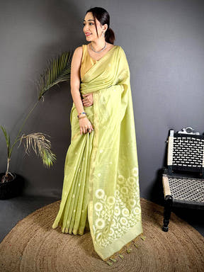 Regal Lakhnavi Flower Khadi Saree


