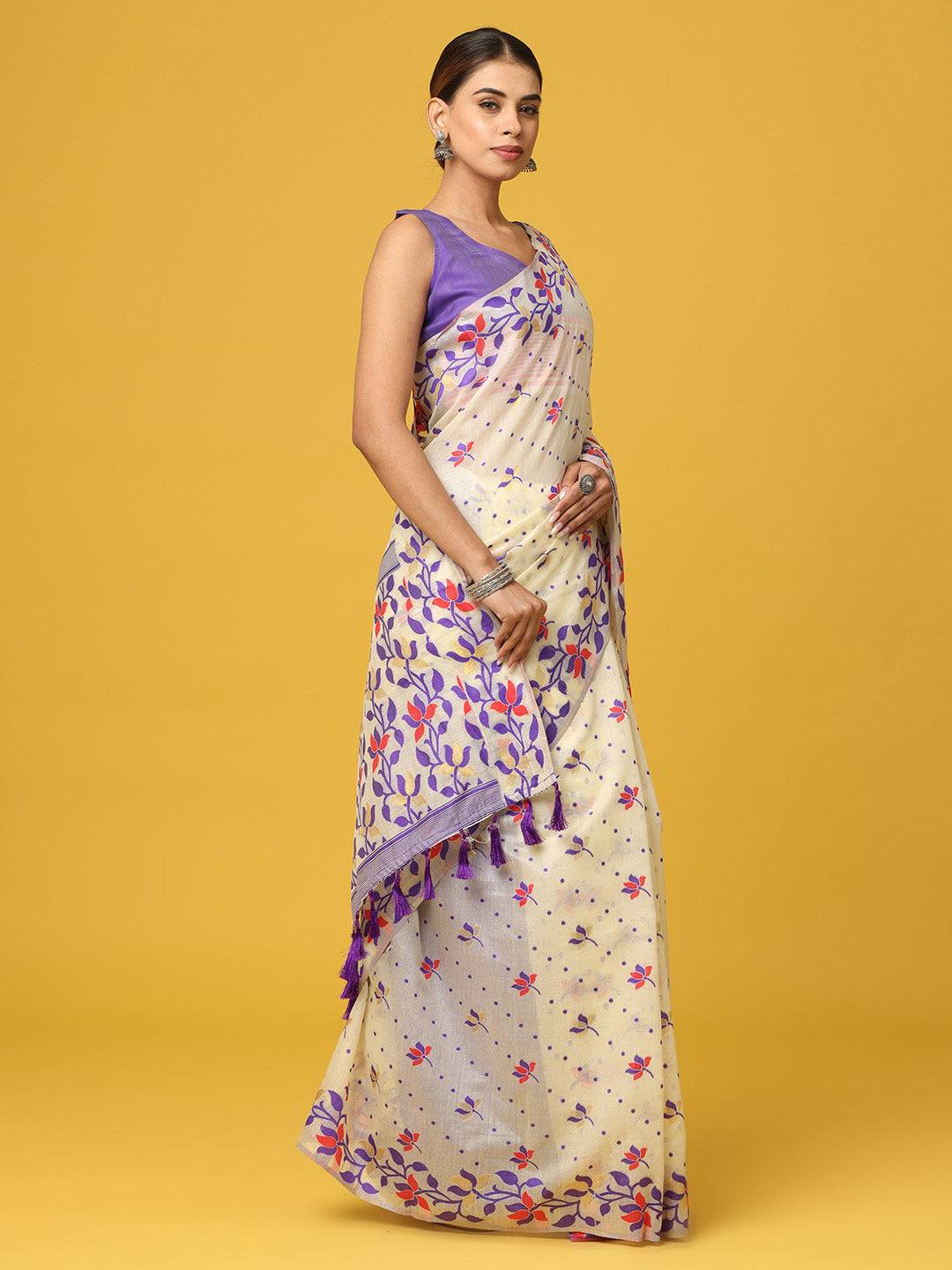  Dhakai Jamdani Cotton Silk Saree