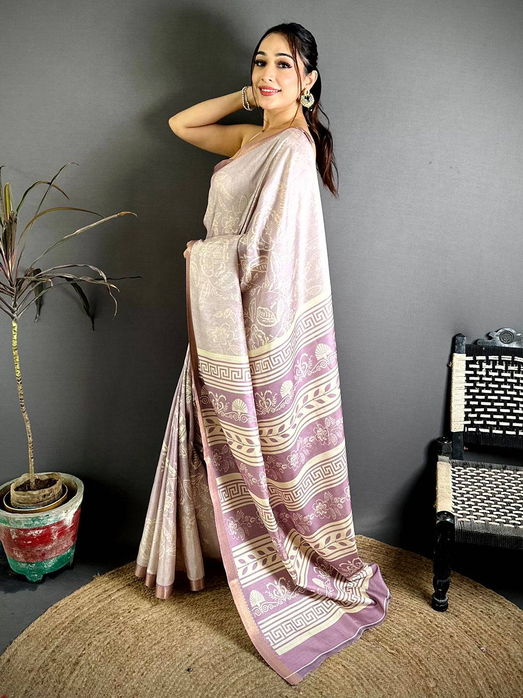 Elegant Tussar Brasso Digital Print Saree