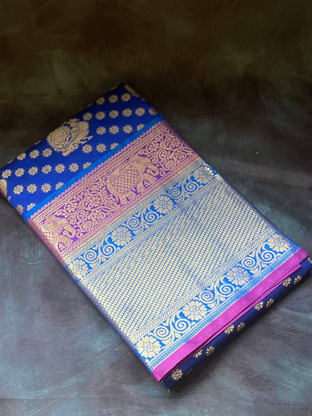 Soft Banarasi Silk Royal Blue Colour Saree With Rich Print pallu
