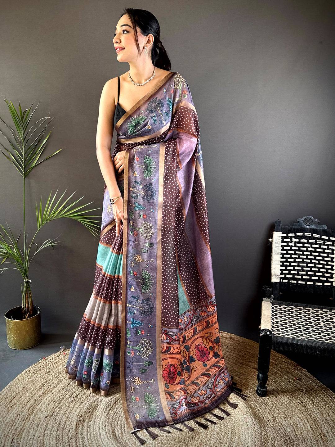 Exclusive Soft Chanderi Cotton Bandhej Print Saree