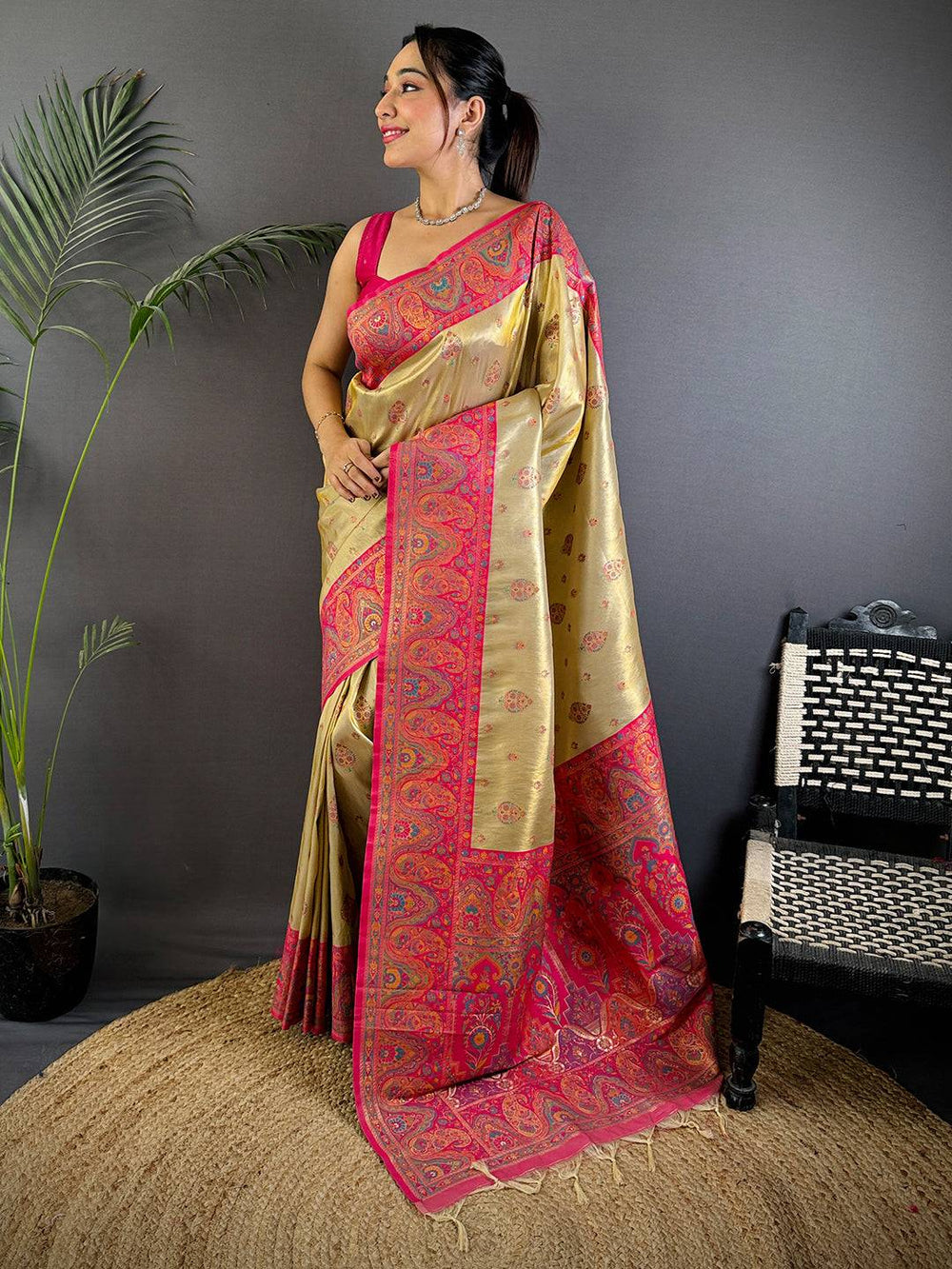 Golden Glow Dharmavaram Silk Saree