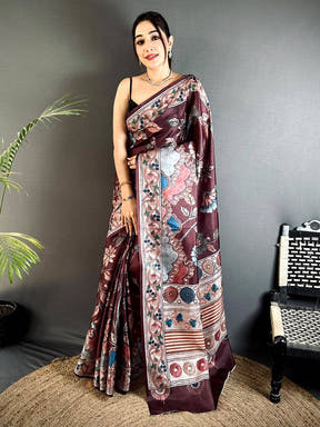 Regal Dark Floral Soft Tussar Saree


