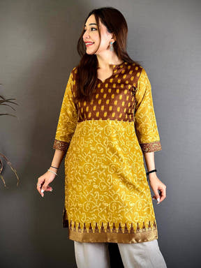 Radiant Soft Dola Silk Crew Neck Kurti
