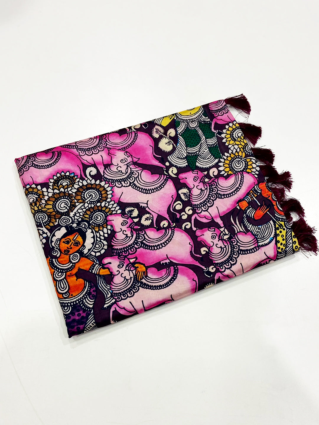 Purple Kalamkari Printed Banarasi Saree