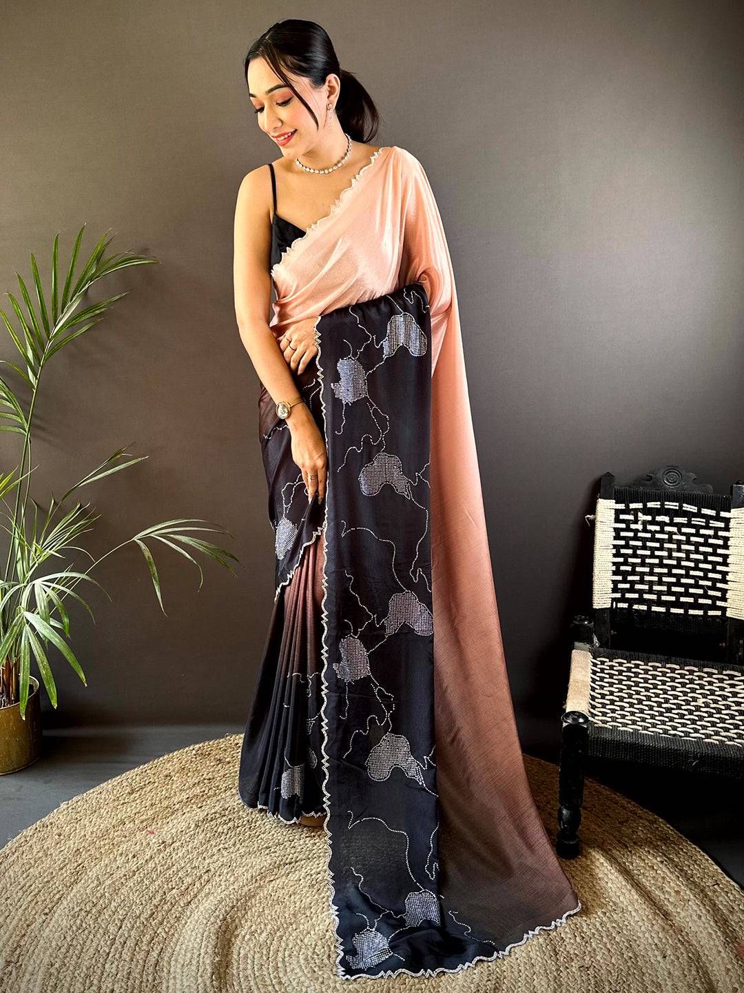 Radiant Cutwork Chinnon Saree