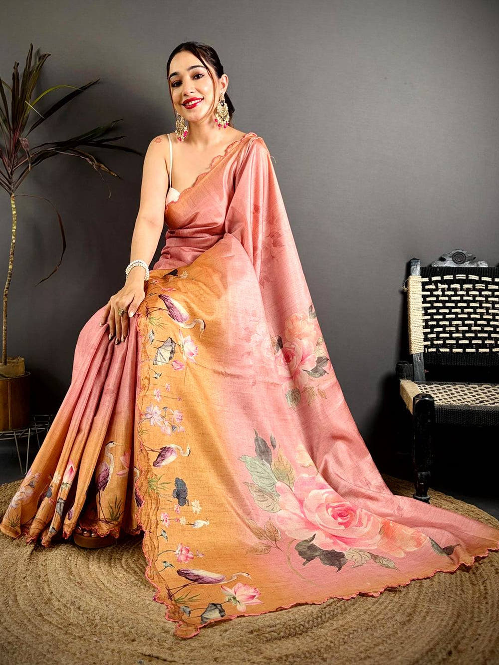 Classic Tussar Resham Embroidered Saree