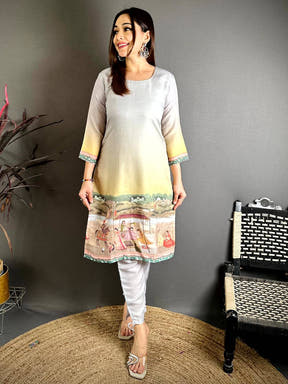 Artistic Mul Cotton Round Neck Kurti