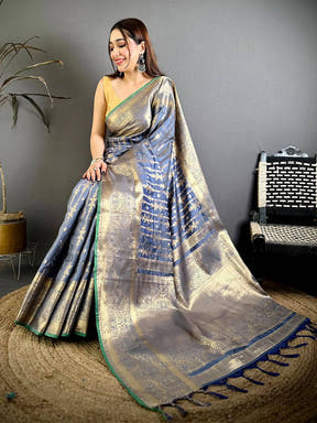 Elegant Banarasi Katan Big Zari Border Saree