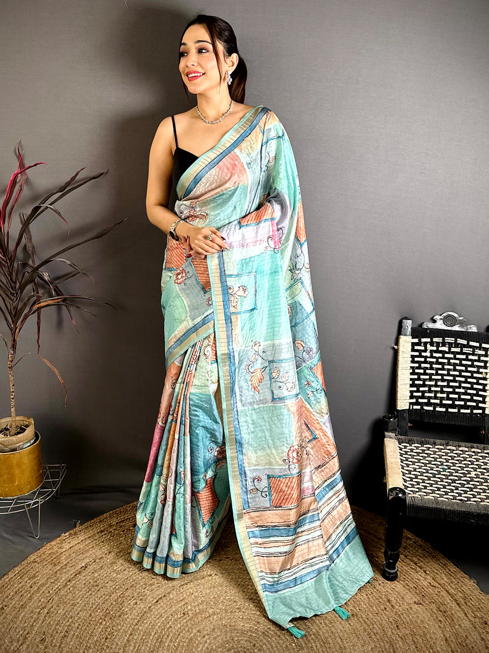 Classic Ghicha Weave Kalamkari Saree