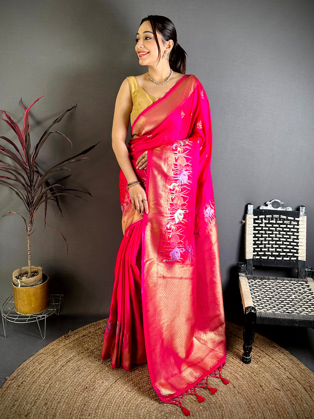 Royal Minakari Satin Silk Saree