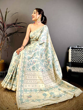 Regal Block Print Soft Zarna Silk Saree
