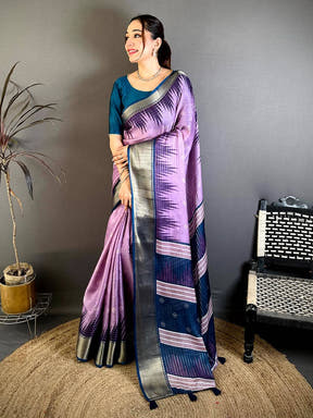 Stylish Soft Dola Self Zari Katha Weaving Saree