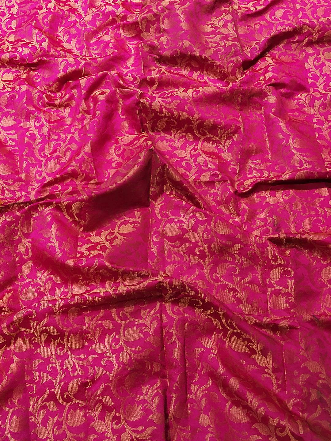 Pink Brocade Fabric Detail of Kanjivaram Saree