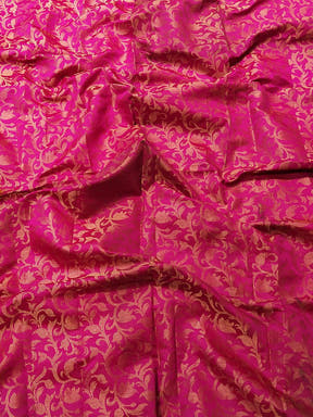 Pink Brocade Fabric Detail of Kanjivaram Saree