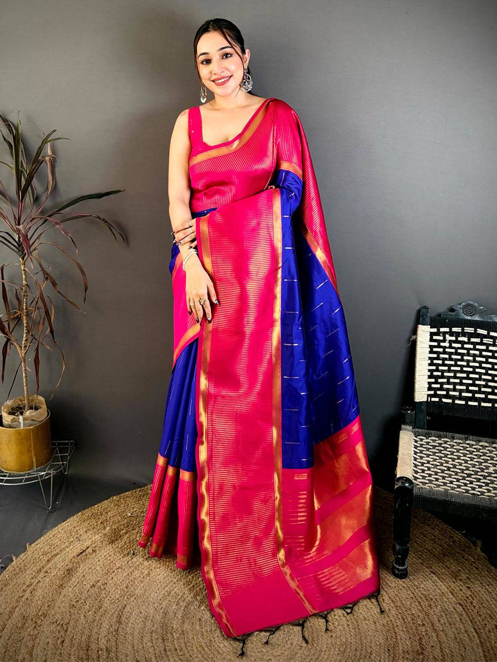 Royal Blue Banarasi Katan Silk Saree