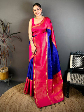 Royal Blue Banarasi Katan Silk Saree