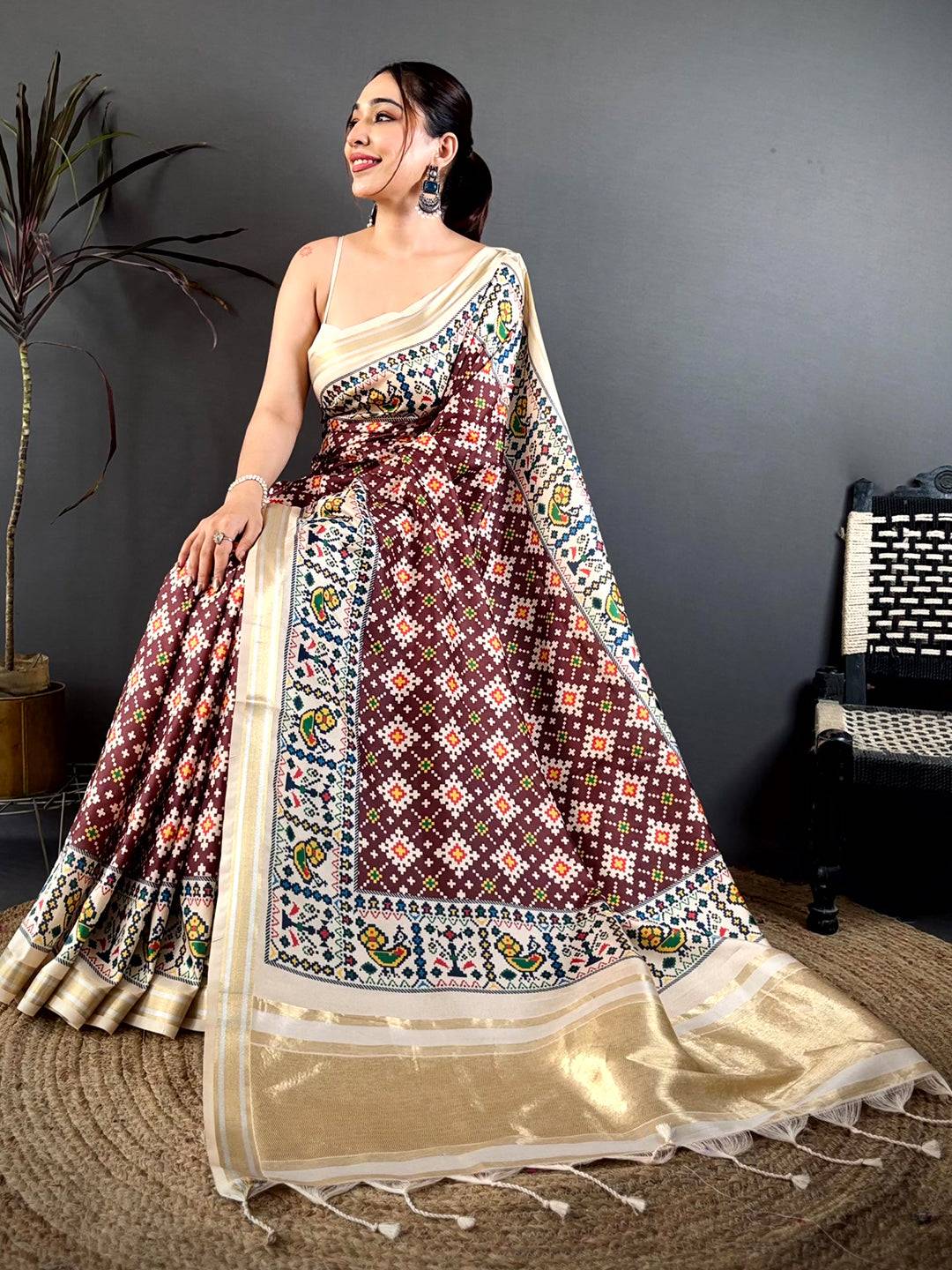 Vibrant Soft Kanchi Silk Digital Patola Saree