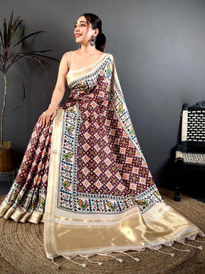 Vibrant Soft Kanchi Silk Digital Patola Saree