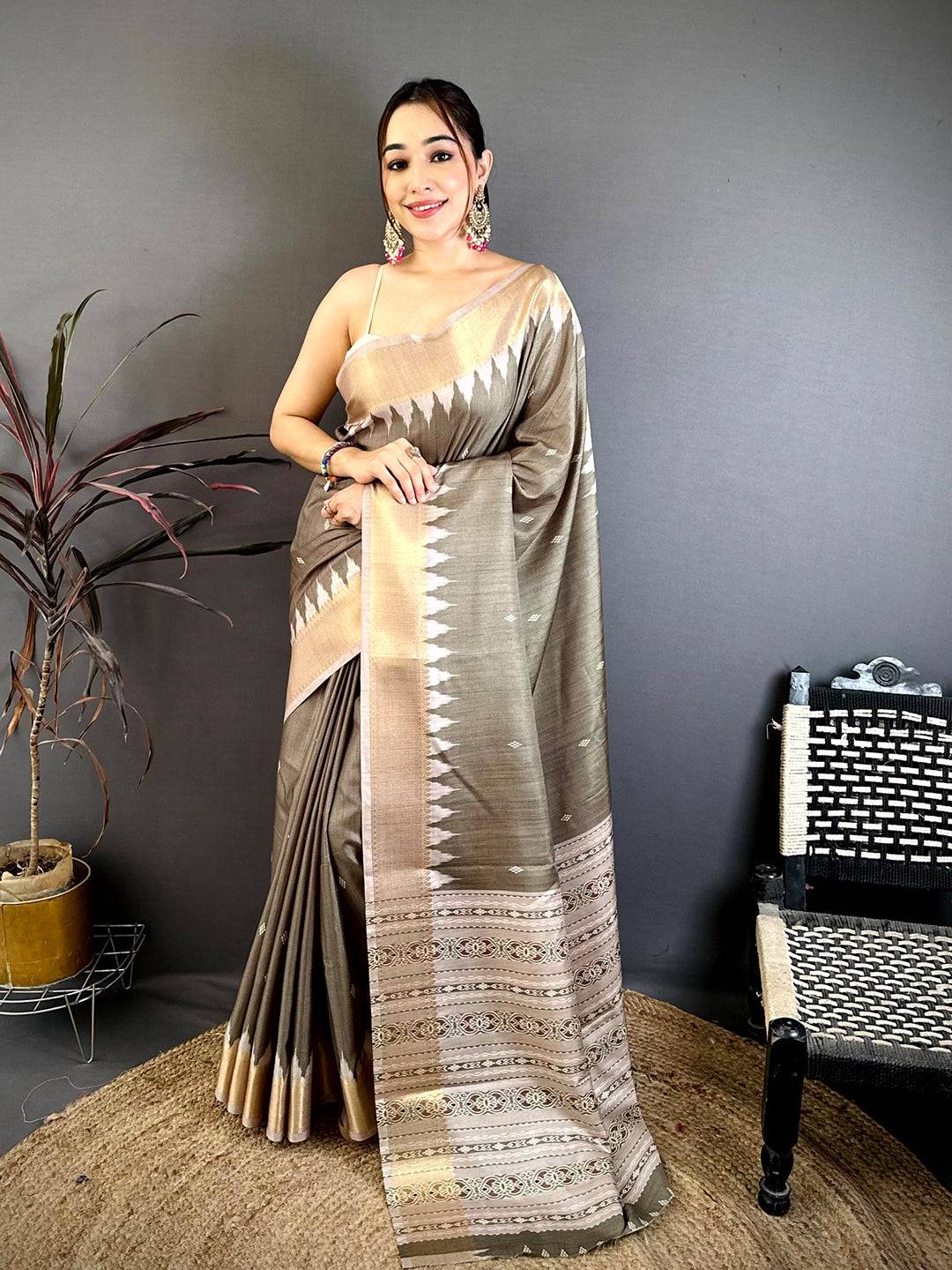 Classic Ajrakh Print Silk Celebration Saree
