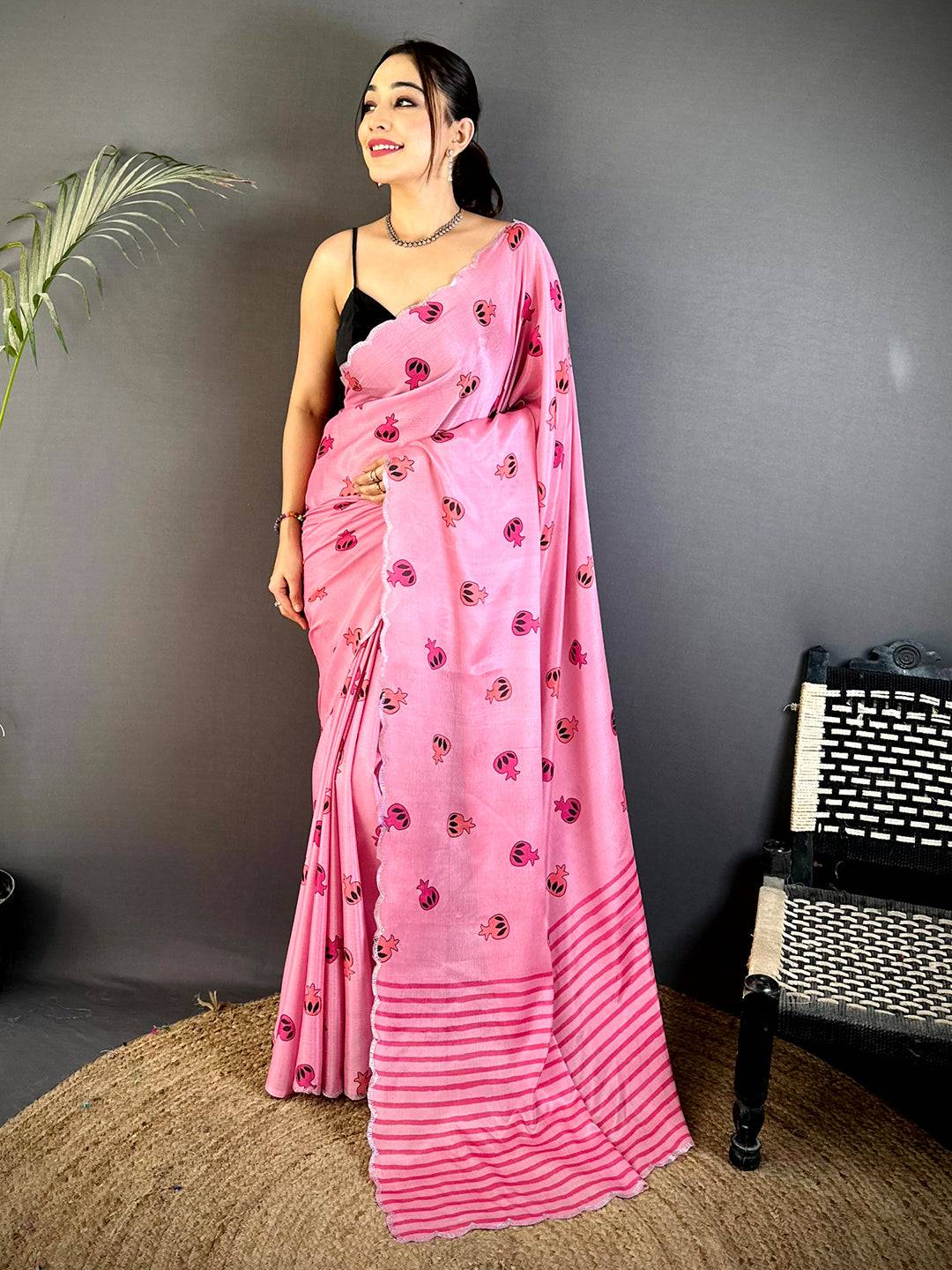 Majestic Stone Work Chinnon Floral Saree