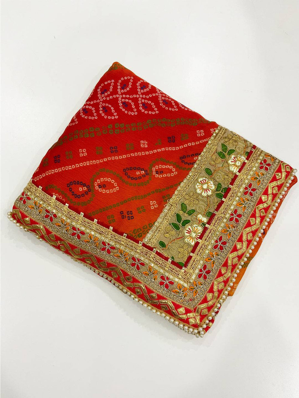 Classic Chiffon Printed Foil Work Saree