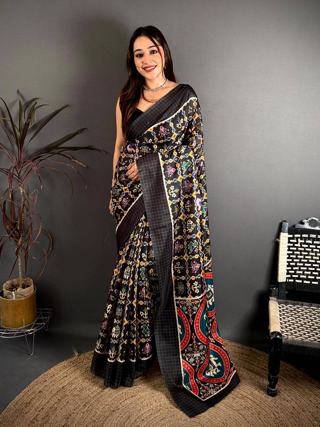 Exclusive Ikkat Pochampally Soft Tussar Saree