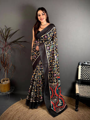 Exclusive Ikkat Pochampally Soft Tussar Saree