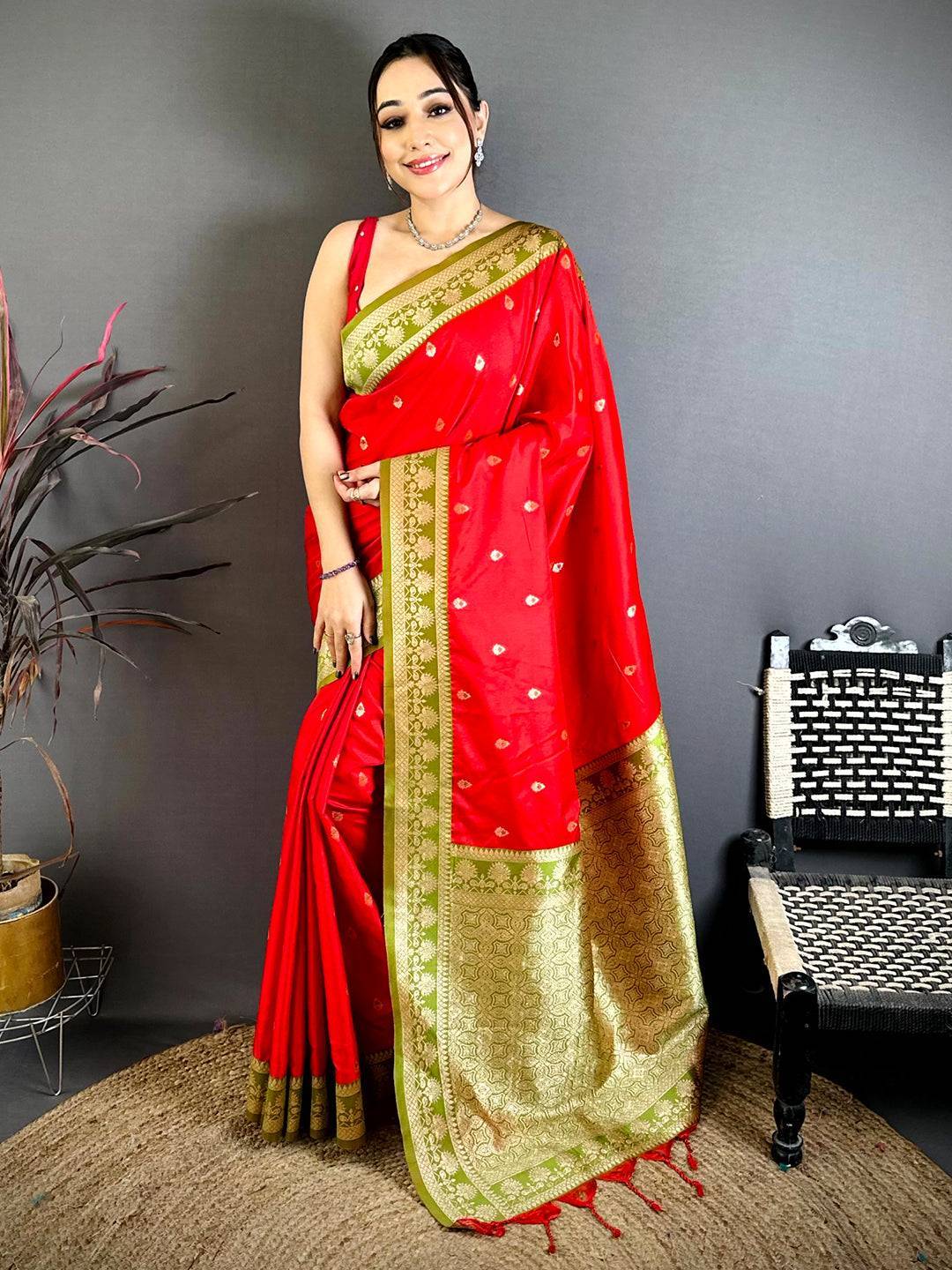 Heritage Red Soft Silk Gadwal Saree