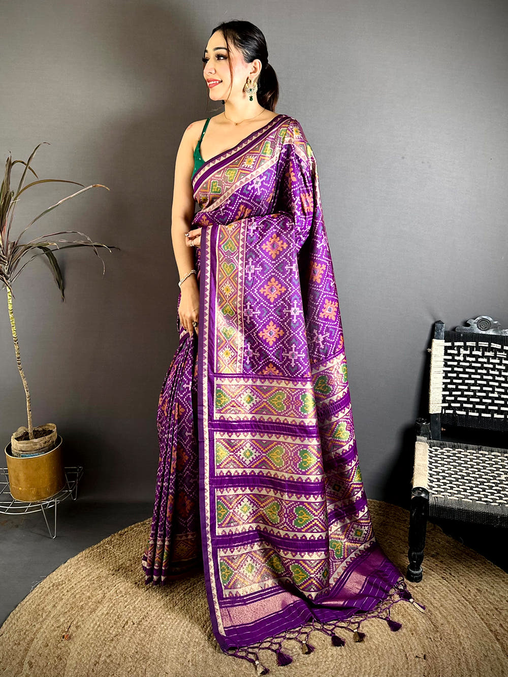 Purple Patola Weaving Sami Silk Saree