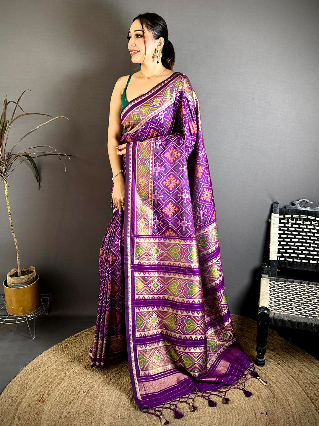 Purple Patola Weaving Sami Silk Saree