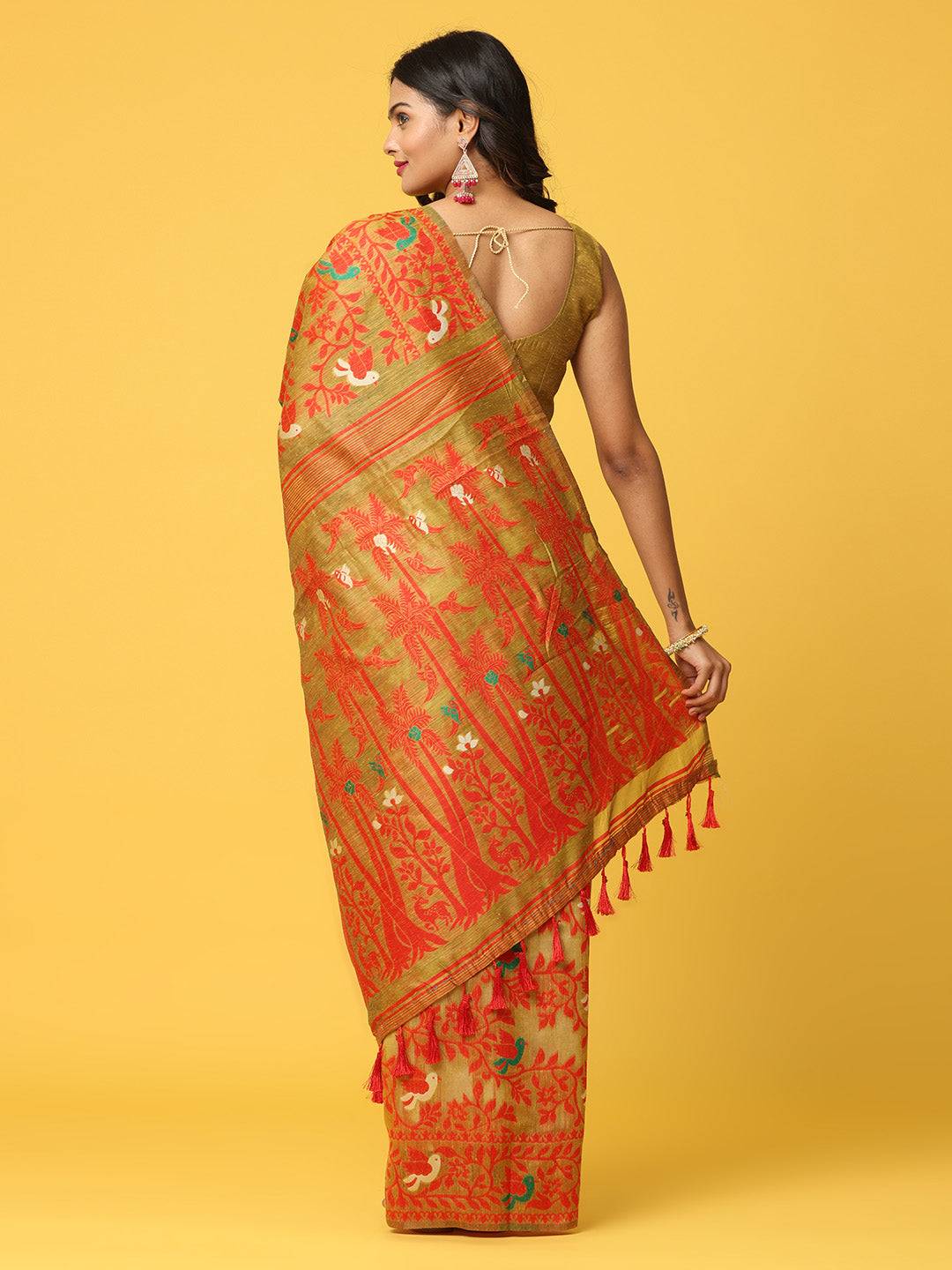  Dhakai Jamdani Cotton Silk Saree