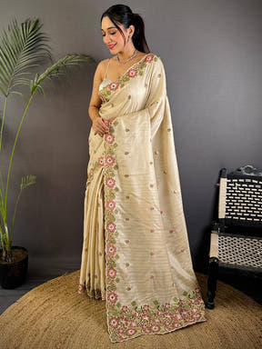 RoseAura Tussar Ghicha Saree