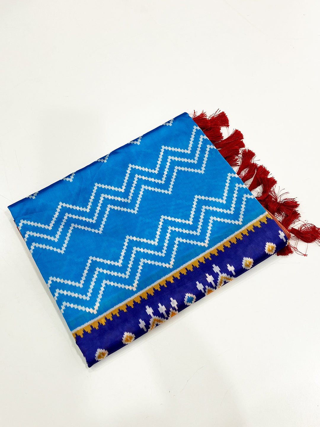 Royal Blue Paithani Pallu Digital Print Saree