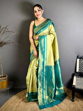 
Artisan Banarasi Katan Contrast Border Saree