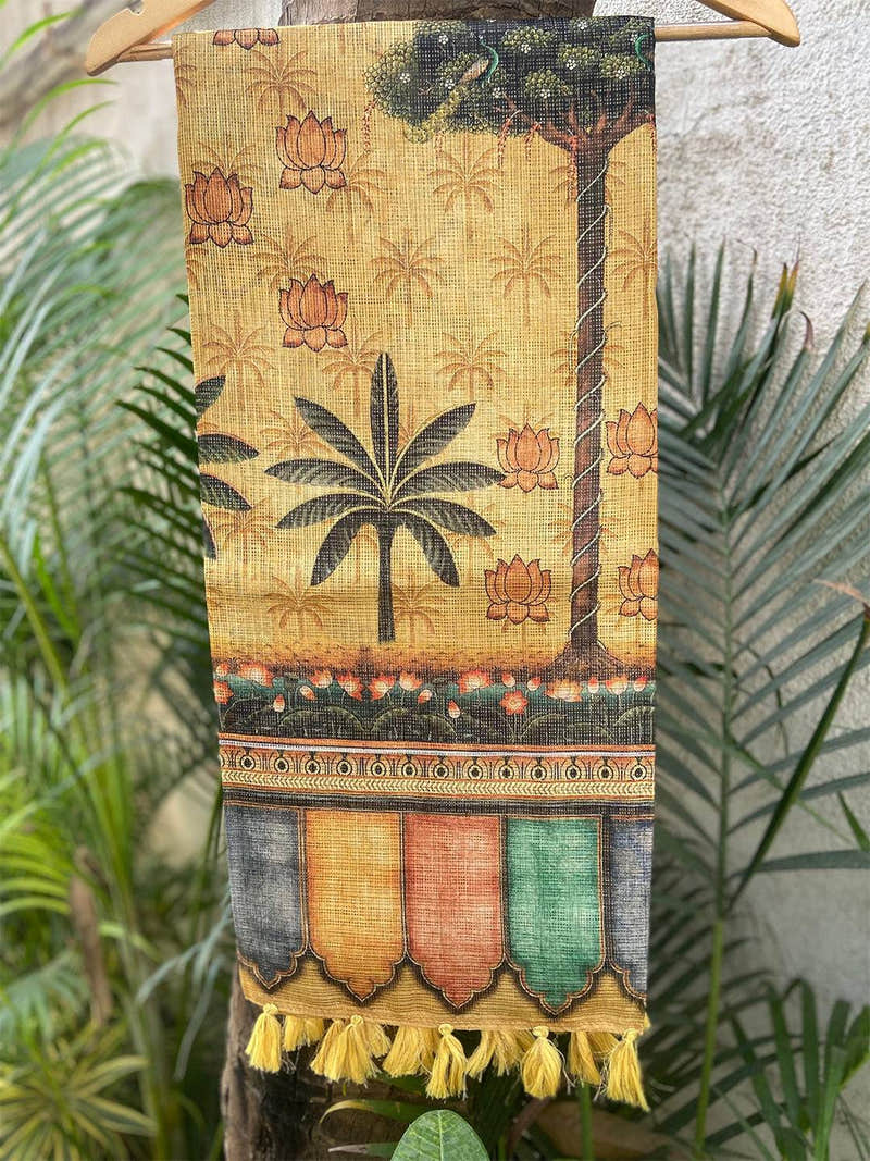 Light Green Kota Doriya Silk Saree With Floral Print