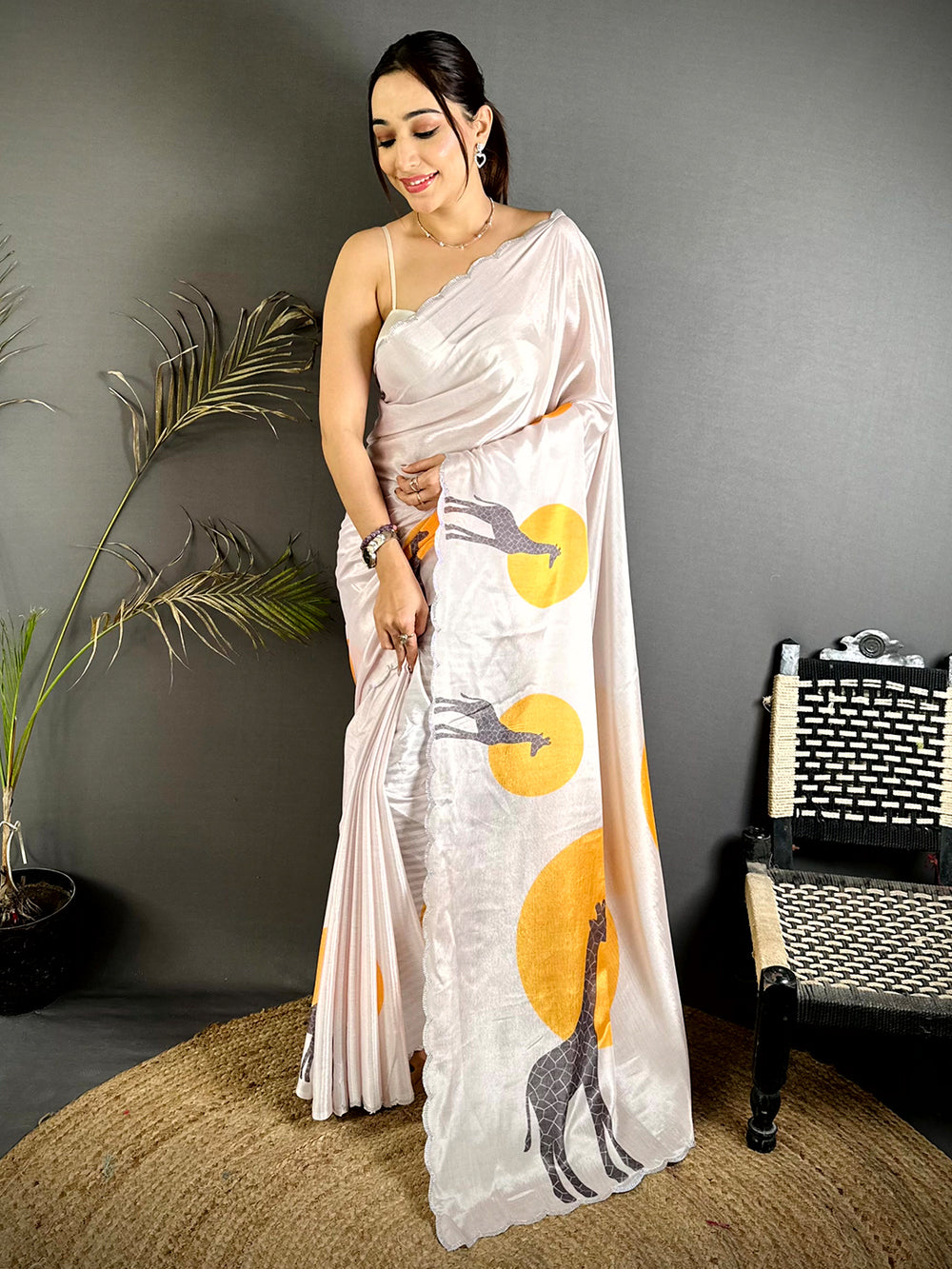 Soft Chiffon Animal Print Saree