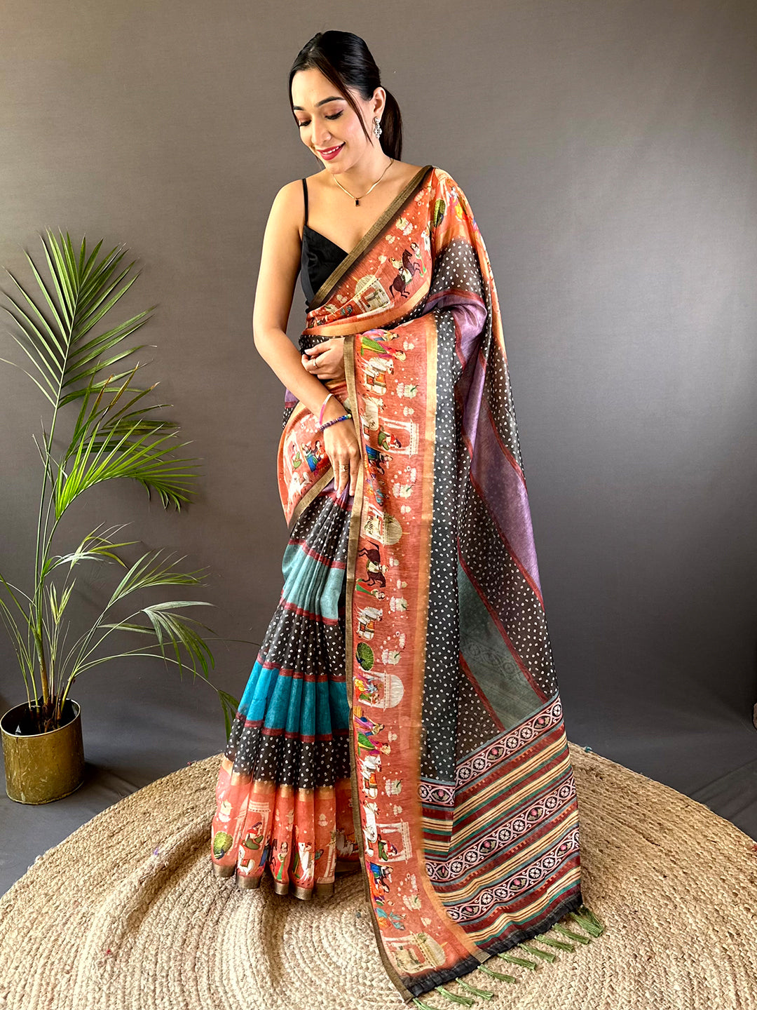 Elegant Soft Chanderi Cotton Bandhej Print Saree
