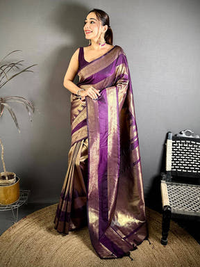 Soft Silk Zari Tissue Gadwal Border Saree