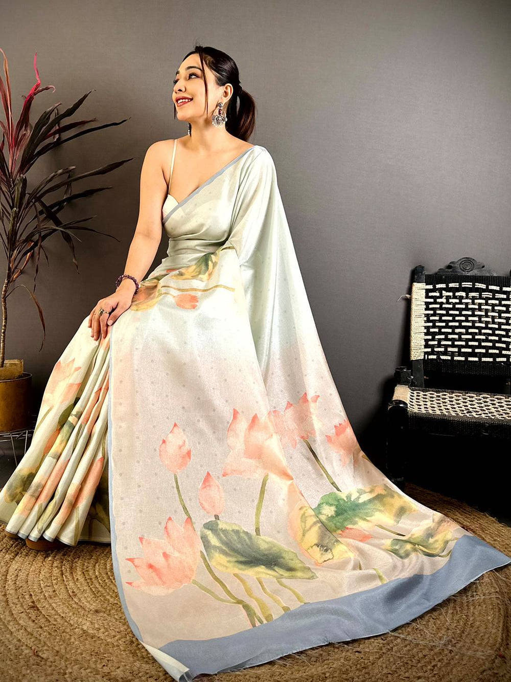 Classic Barbie Tone Lotus Saree

