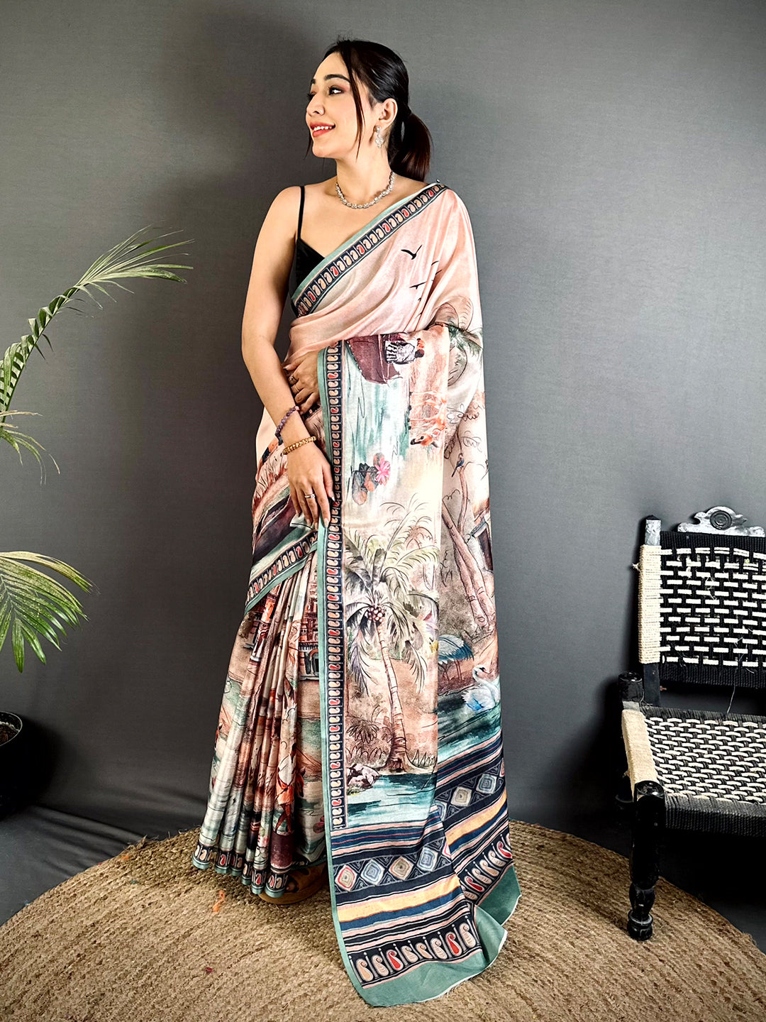 Opulent Free-Hand Semi Tussar Saree