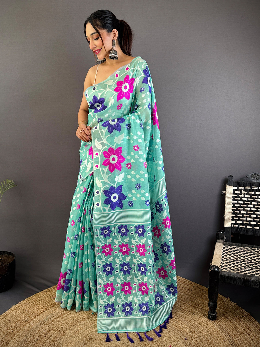 Royal Dhakai Jamdani Cotton Silk Saree