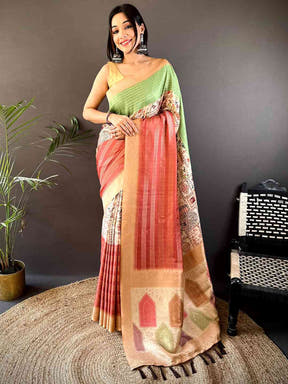 Mint Green Soft Crepe Silk Digital Ombre Saree