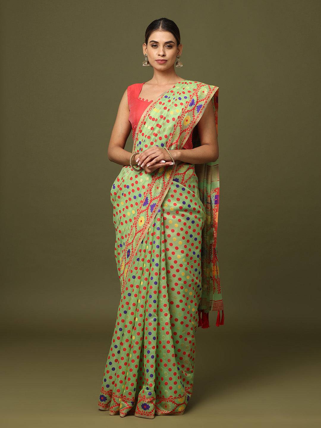  Dhakai Jamdani Cotton Silk Saree