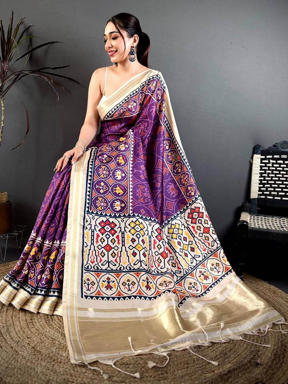 Royal Purple Soft Kanchi Silk Saree