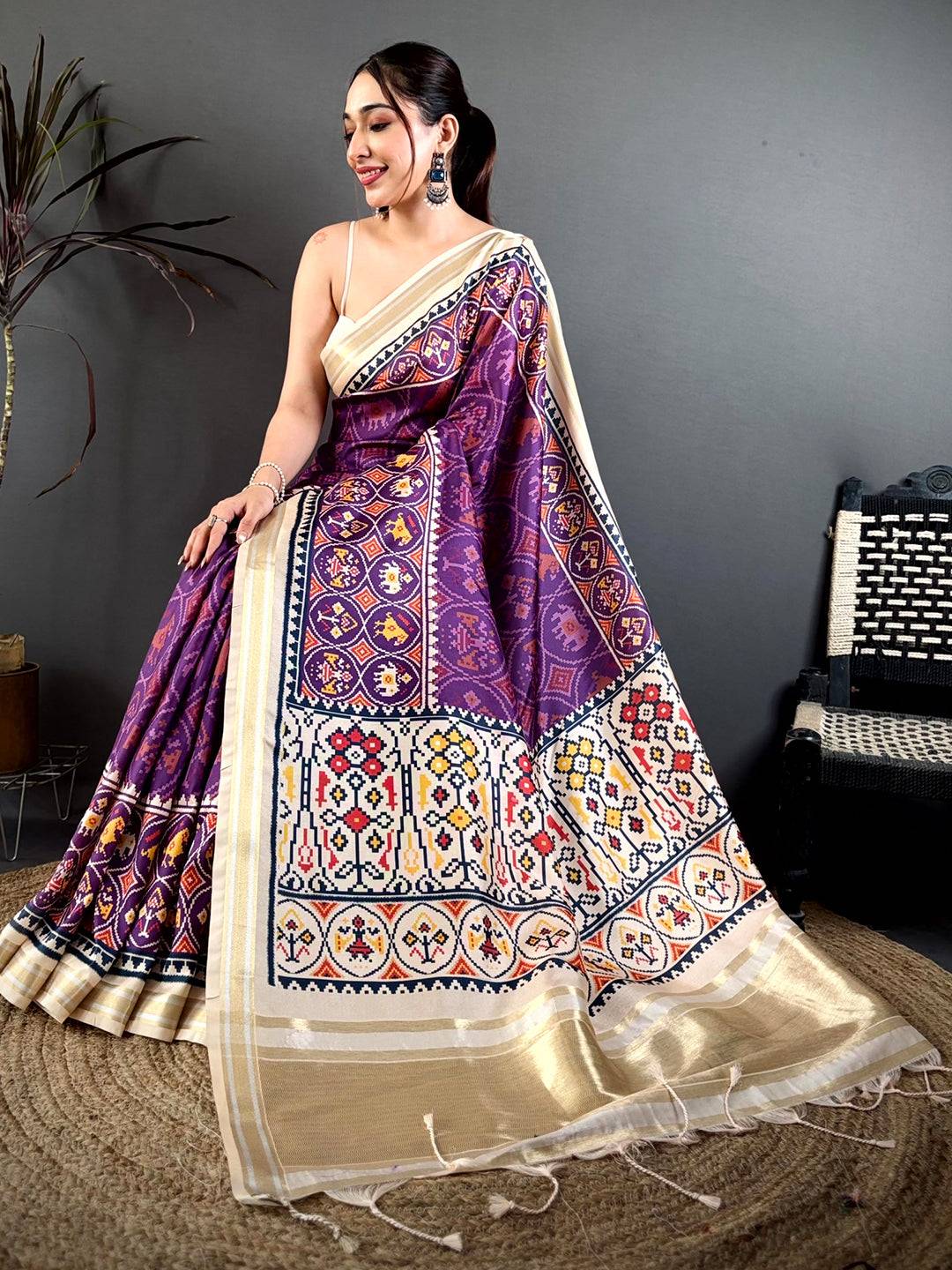 Royal Purple Soft Kanchi Silk Saree