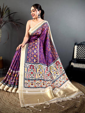 Royal Purple Soft Kanchi Silk Saree