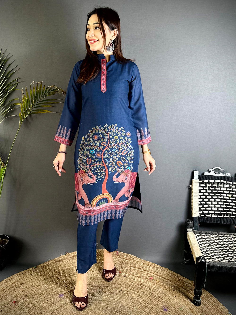 Kalamkari Collar Neck Mull Kurti