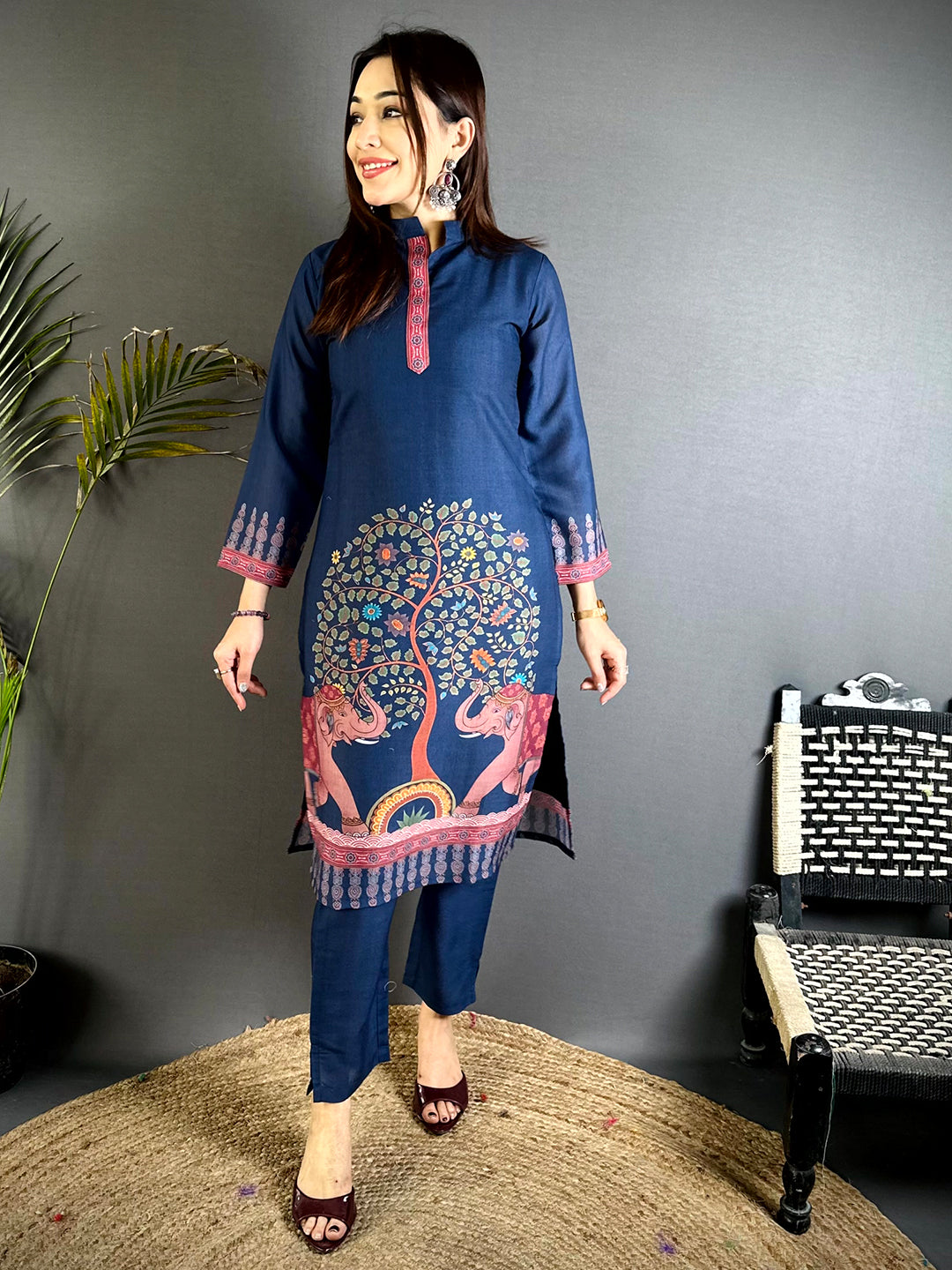 Kalamkari Collar Neck Mull Kurti